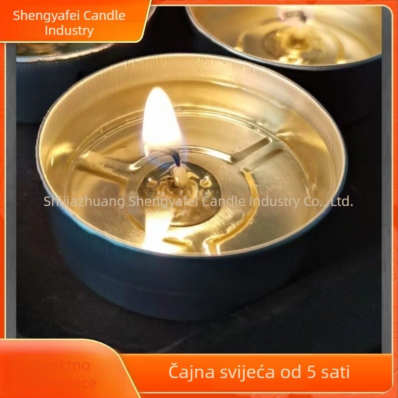 5-satna čajna parafinska svijeća u aluminijskoj kutiji, bez dima i mirisa, za kućnu aromaterapiju i zagrijavanje čaja
