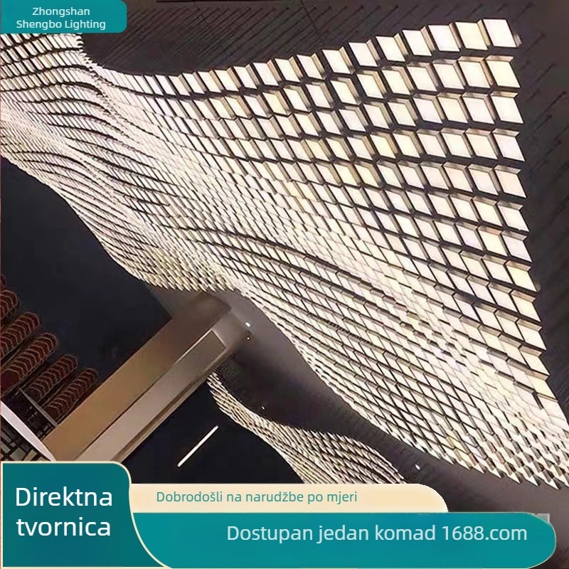 Prilagođeni kubični luster s vijugavim dekorativnim LED svjetlom, osvjetljenje za hotelski lobby i banketnu dvoranu, francuski vintage stil