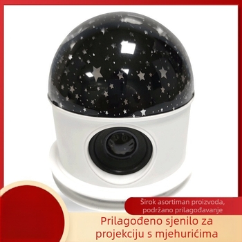 Polukružna noćna lampa s sfernim PVC abažurom za projekciju zvjezdanog neba
