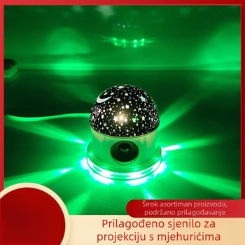 Polukružna noćna lampa s sfernim PVC abažurom za projekciju zvjezdanog neba