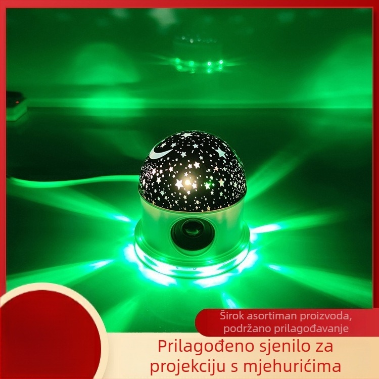 Polukružna noćna lampa s sfernim PVC abažurom za projekciju zvjezdanog neba