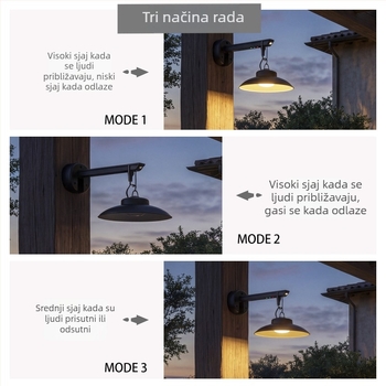 Solarsko svjetlo sa senzorom, bez bušenja – za balkon, dnevni boravak, dvorište i vrt, vodootporno vanjsko osvjetljenje
