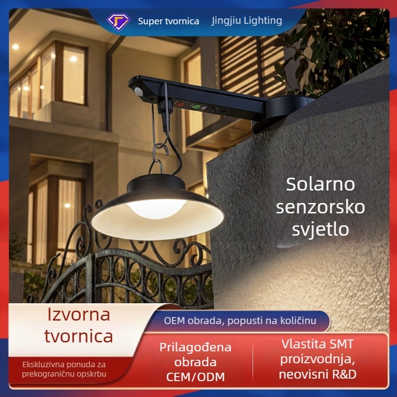 Solarsko svjetlo sa senzorom, bez bušenja – za balkon, dnevni boravak, dvorište i vrt, vodootporno vanjsko osvjetljenje