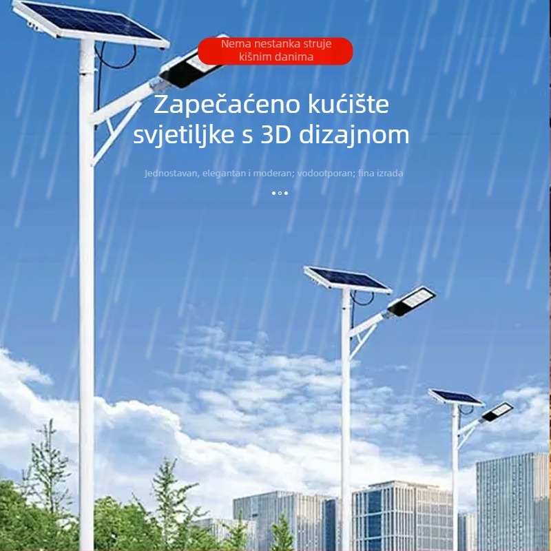 Solarna ulična rasvjeta za vanjsku upotrebu, 6,5 m visok stup, komplet set, visok kapacitet, iznimno jako svjetlo za vrt.