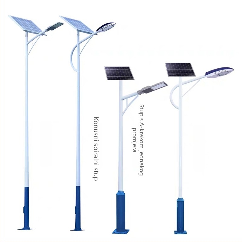 Solarna ulična rasvjeta za vanjsku upotrebu, 6,5 m visok stup, komplet set, visok kapacitet, iznimno jako svjetlo za vrt.