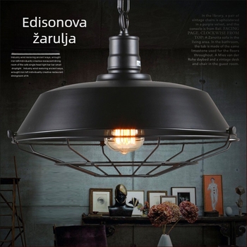 Retro viseća svjetiljka od željeza s abažurom, industrijskog stila za blagovaonu