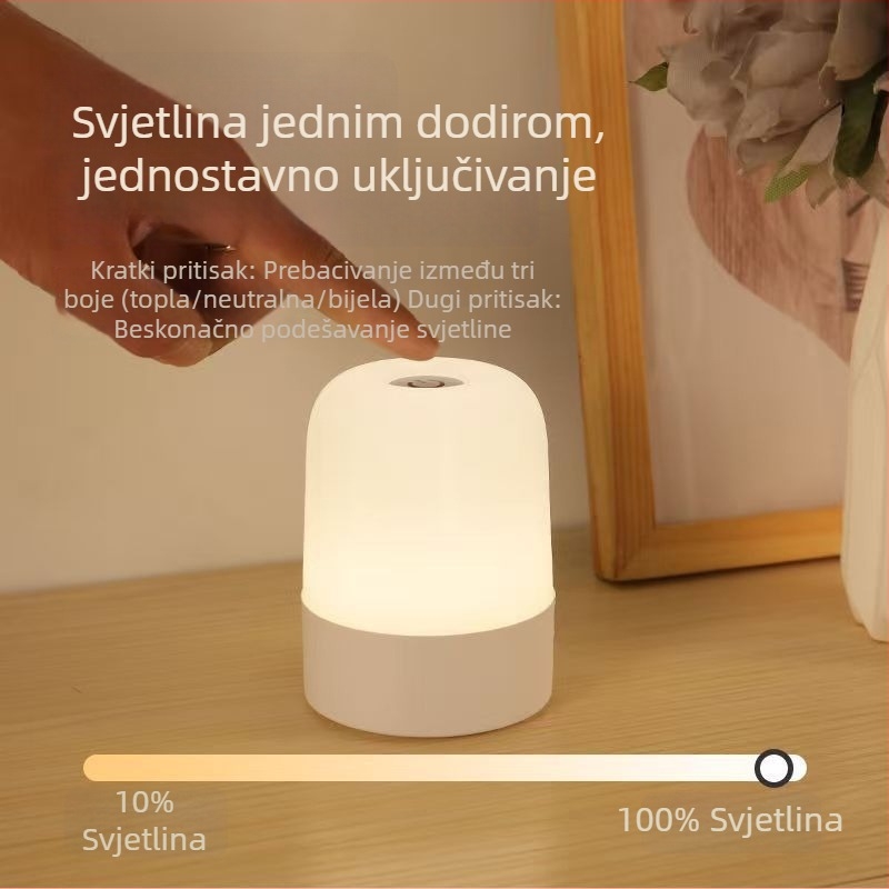 LED stolna lampa za zaštitu očiju s prilagođenim logom, noćna lampica uz krevet za spavanje i dojenje bebe, dekorativno atmosferično osvjetljenje, dodirno upravljanje