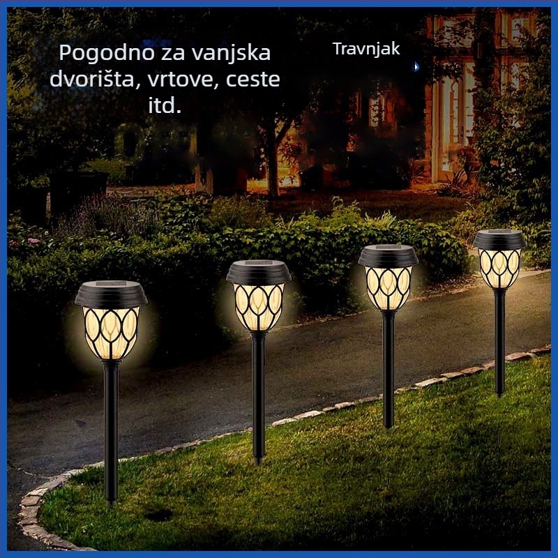 Solarna dekorativna lampa sa senzorom, mrežastim pokrovom, vanjsko osvjetljenje za vilu, krajolik, travu i stazu