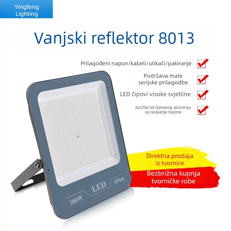 Prilagođeni LED reflektor 8013, vanjski vodootporan IP66, 20-300W, 220V ili 85-265V