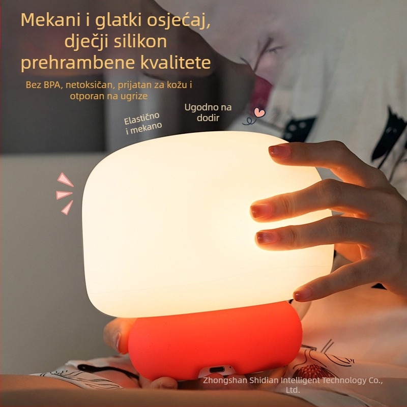 Silikonska noćna lampica u obliku gljive, s dodirnim upravljanjem, punjiva, dekorativna LED lampica