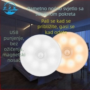 LED noćna lampica s senzorom pokreta, USB punjiva, za ormar i garderobu