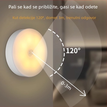 LED noćna lampica s senzorom pokreta, USB punjiva, za ormar i garderobu