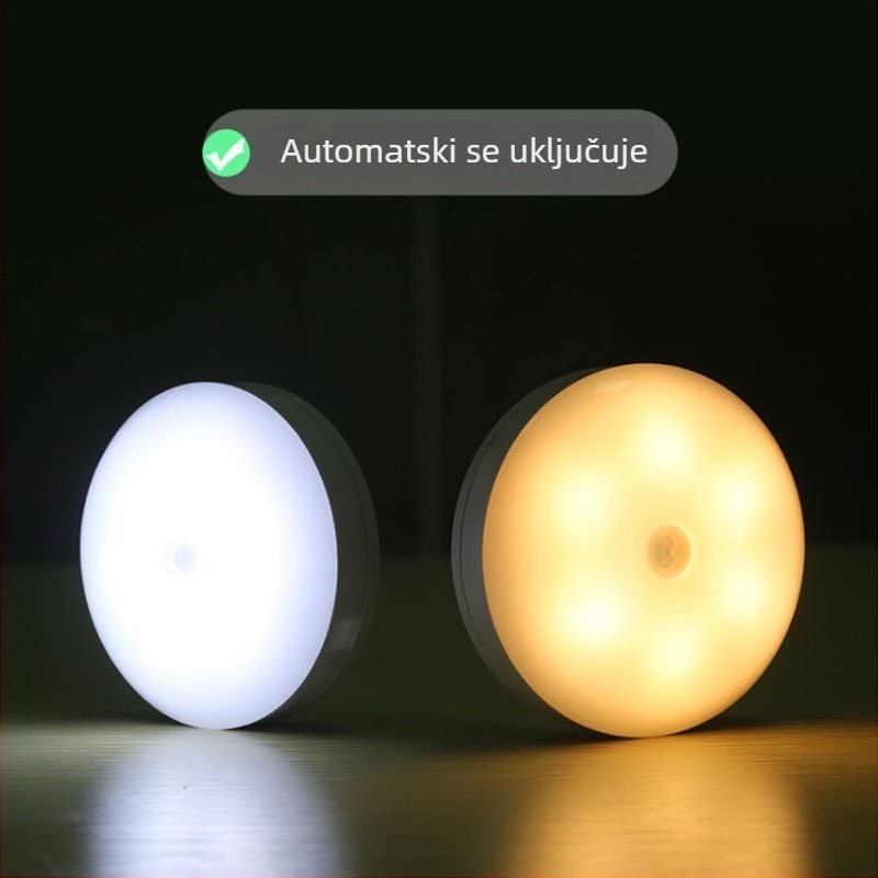 LED noćna lampica s senzorom pokreta, USB punjiva, za ormar i garderobu