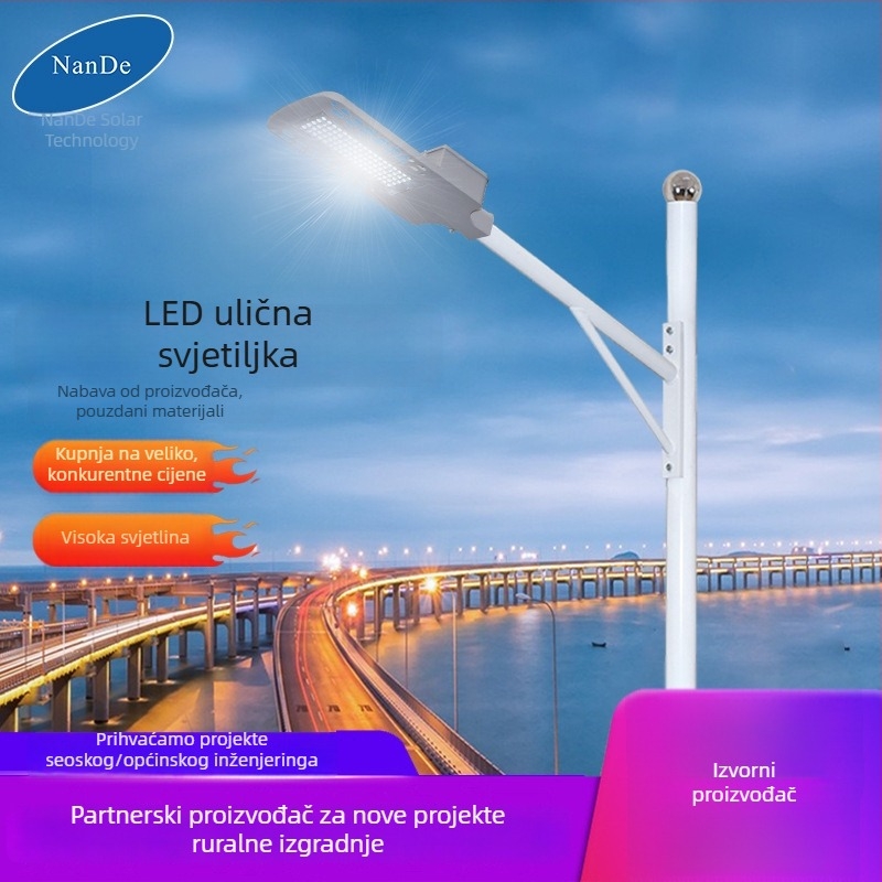 LED ulična svjetiljka s mrežnim napajanjem, visina 6–8 m, snažna vanjska rasvjeta za ruralne projekte i autoceste