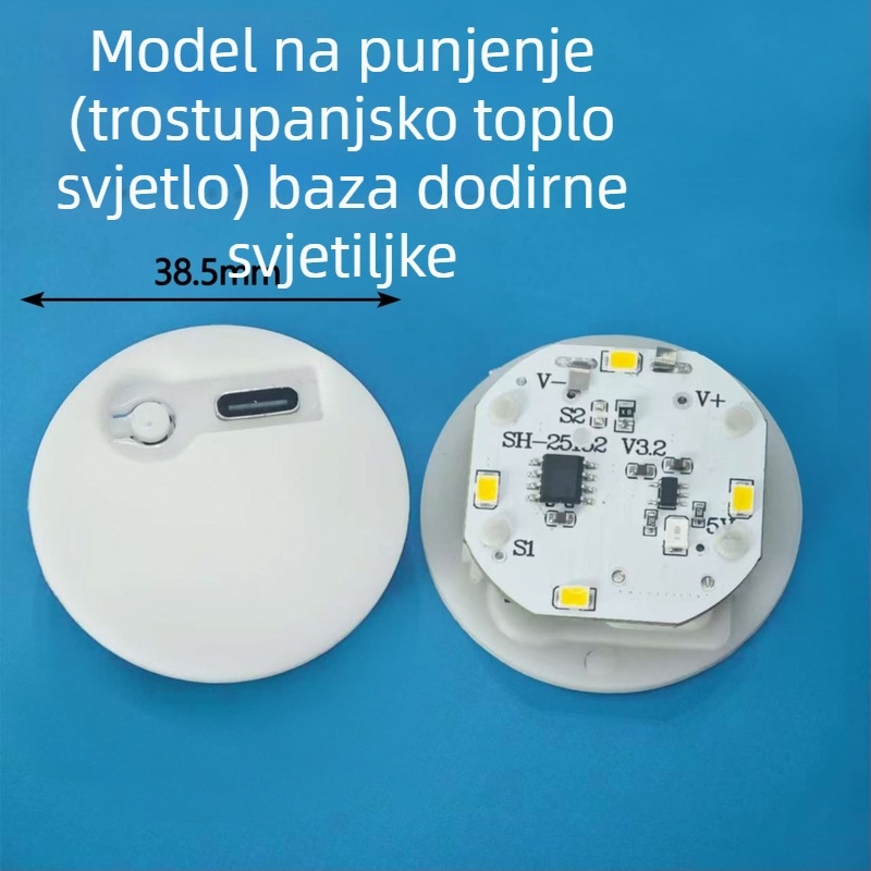 DIY punjiva dodirna baza lampe, kružnog promjera 38 mm, mini topla noćna lampica