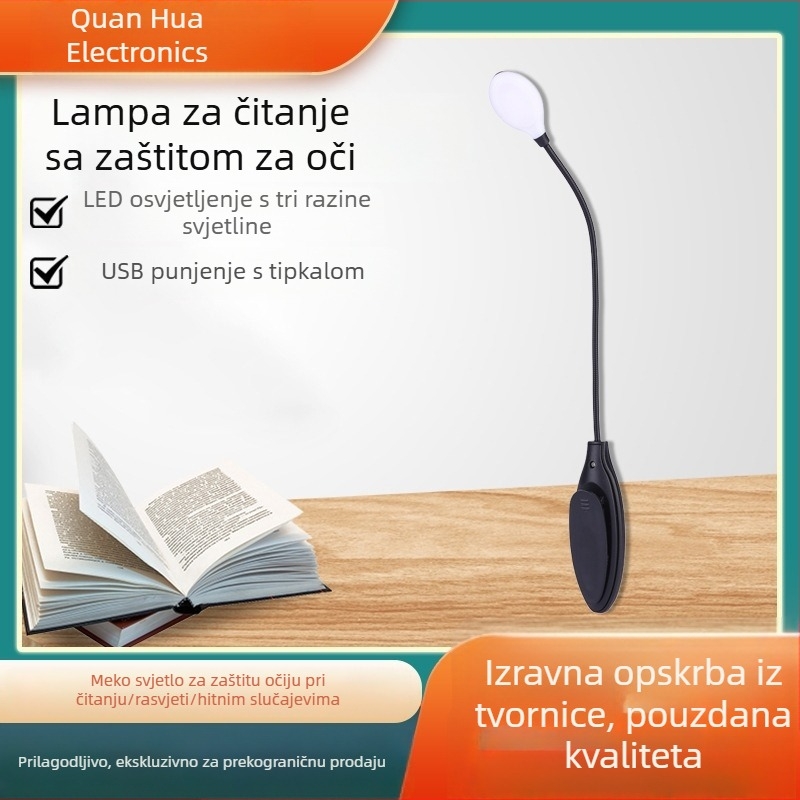 LED stolna lampa s zaštitom očiju za studente, kompaktna lampica s klipom, za čitanje i noćno svjetlo u studentskom domu