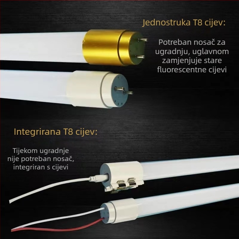 Integrirana LED cijev T5/T8, ultra jarko dnevno svjetlo, duga traka 1,2 m, kućna upotreba, ušteda energije