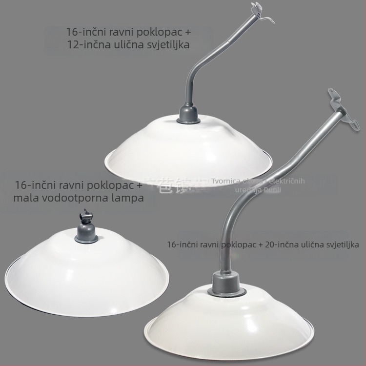 16-inčni plosnati abažur za vanjske ulične lampe, vodootporan metalni poklopac za dvorište i zidove