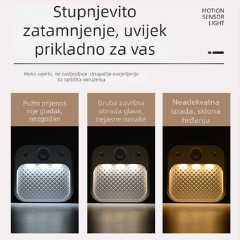 Pametna noćna svjetiljka sa senzorom pokreta, USB punjenje, za garderobu, hodnik, stepenice, kuhinju i spavaću sobu; šarena svjetlost za dojenje