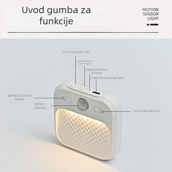 Pametna noćna svjetiljka sa senzorom pokreta, USB punjenje, za garderobu, hodnik, stepenice, kuhinju i spavaću sobu; šarena svjetlost za dojenje