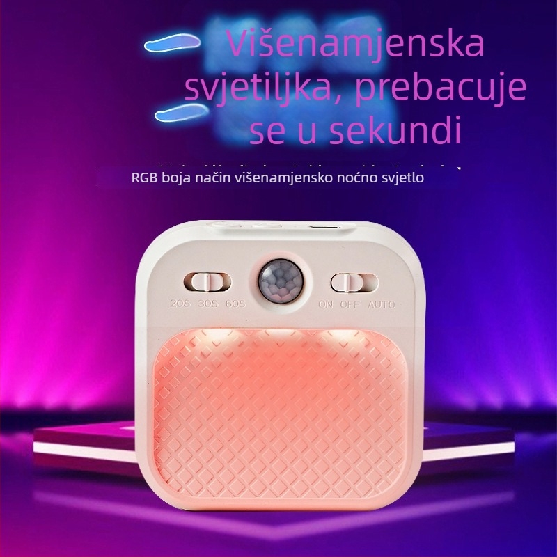 Pametna noćna svjetiljka sa senzorom pokreta, USB punjenje, za garderobu, hodnik, stepenice, kuhinju i spavaću sobu; šarena svjetlost za dojenje