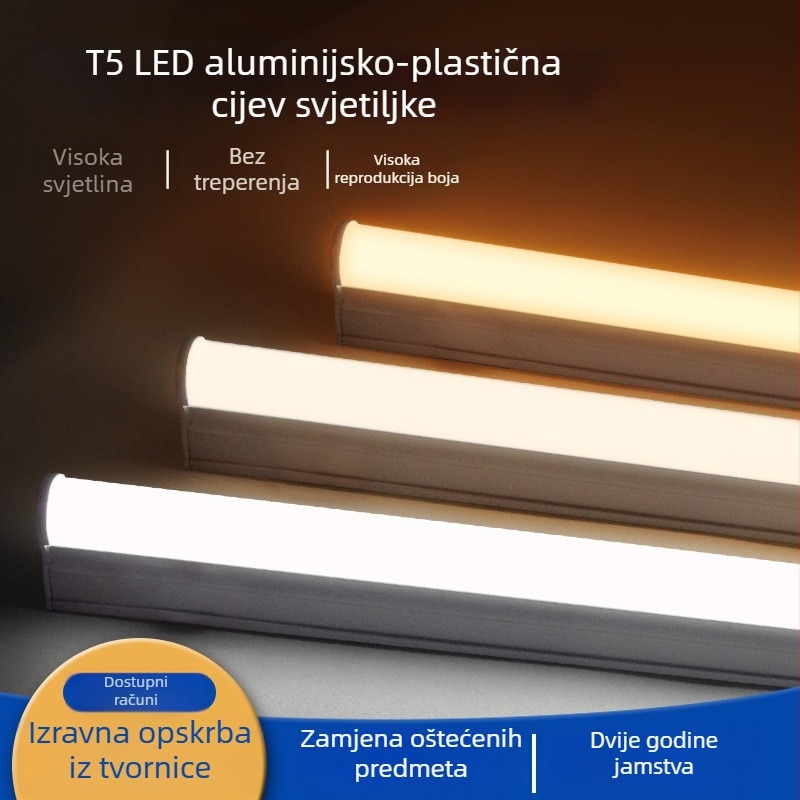 T5 LED integrirani aluminijsko-plastični cijev s nosačem za dnevnu rasvjetu