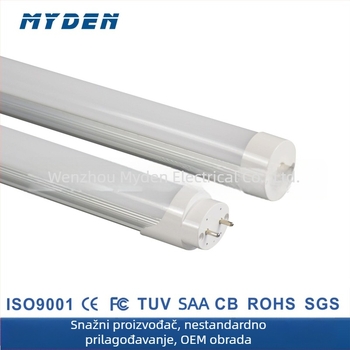 LED T8 fluorescijska cijev, duljina 2,4 m, polualuminijsko-poliplastično kućište, visok svjetlosni tok, širok raspon napona, američki standard, FA8
