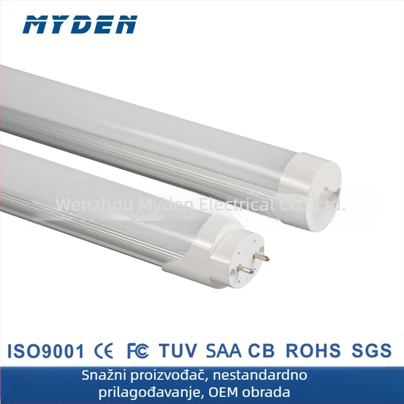 LED T8 fluorescijska cijev, duljina 2,4 m, polualuminijsko-poliplastično kućište, visok svjetlosni tok, širok raspon napona, američki standard, FA8