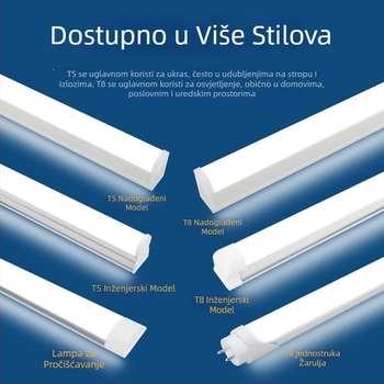 T5 LED cijev, integrirano kućno osvjetljenje, duljina 1,2 m, komplet s nosačem, topla svjetlost
