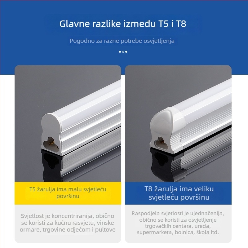 T5 LED cijev, integrirano kućno osvjetljenje, duljina 1,2 m, komplet s nosačem, topla svjetlost