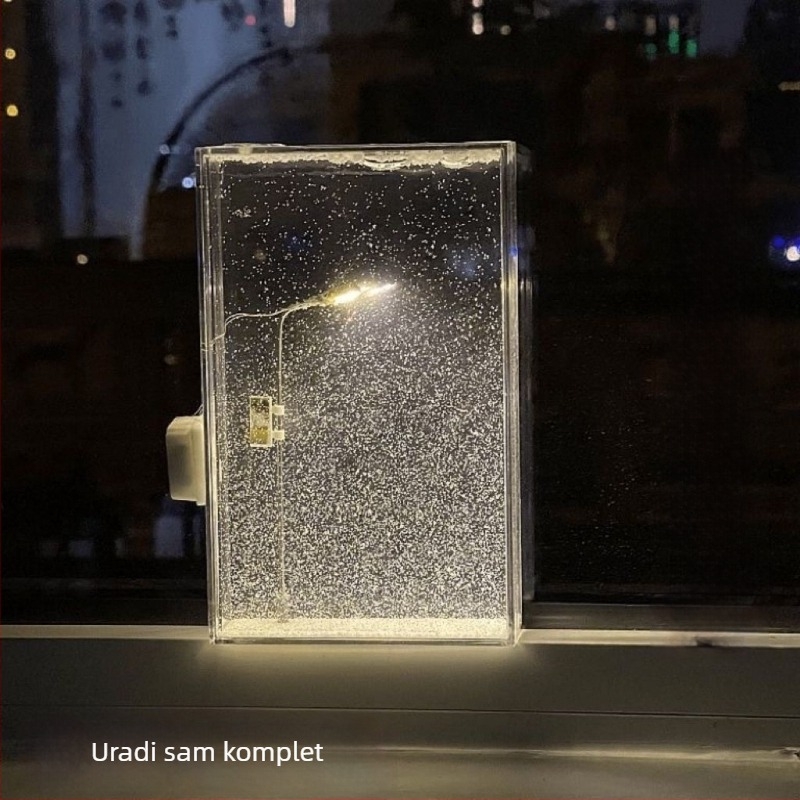 DIY komplet noćne lampe s ulično stubom i zimskim pejzažem, geometrijski 3D dizajn, plastično sjenilo, napajanje ugrađenom baterijom