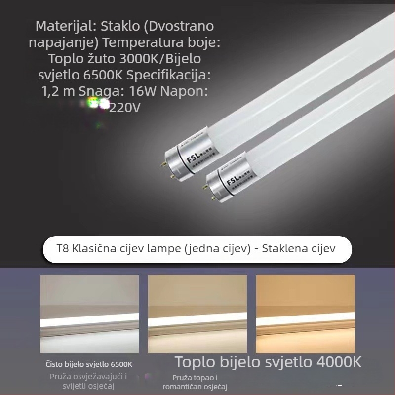 Foshan Lighting T8 Dazzling serija LED cijev, 18W, 1,2 m, dnevna svjetlost, napajanje s dva kraja