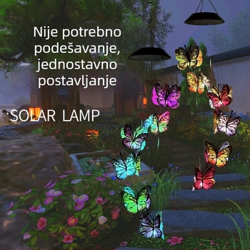 Solarni zvončići sa šarenim leptirima, vanjske viseće svjetiljke za vrt, IP65, 18 leptira
