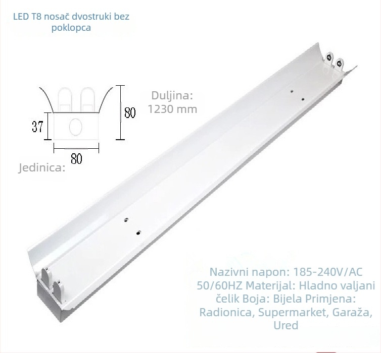 LED dnevna svjetiljka za uštedu energije, LED cijev T8 s integriranim nosačem, duljine 0.6/0.9/1.2 m, jednostrani ili dvostrani ravni poklopac