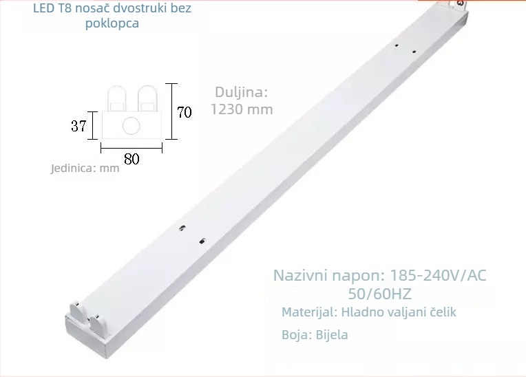 LED dnevna svjetiljka za uštedu energije, LED cijev T8 s integriranim nosačem, duljine 0.6/0.9/1.2 m, jednostrani ili dvostrani ravni poklopac