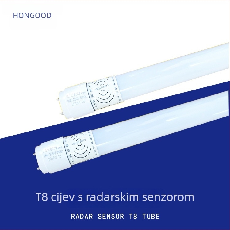 T8 LED cijev s radar senzorom za garažu, 18W, 120 cm, 1800 lm, 360° snop, aluminijsko kućište, IP20, ne može se dimirati