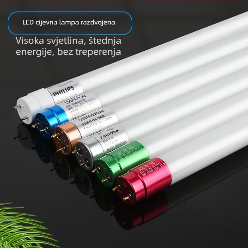 T8 LED fluorescentska cijev, 9W, 0,6 m, 48x2835 SMD, 120° snop, CRI 70, G13 priključak, stakleno tijelo