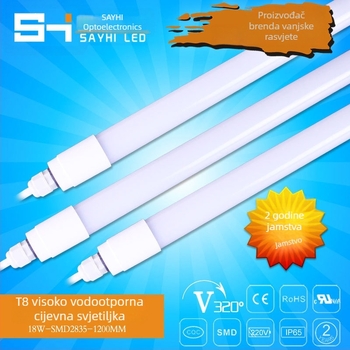 T8 LED vodootporna svjetlosna cijev IP65 18W za vanjski reklamni panel, visoka svjetlost, bez treperenja