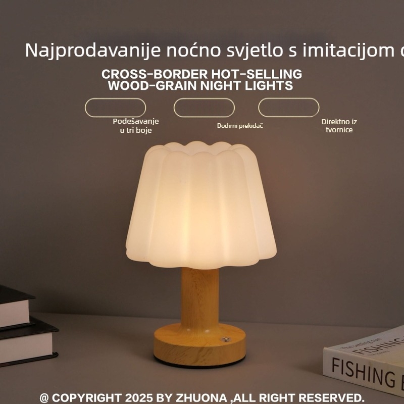 Stolna lampa u obliku gljive, dodirna, punjiva, neprekidna regulacija jačine svjetla, ambijentalno svjetlo, regulacija temperature boje, sjenilo od sintetičke smole, dimenzije 9×15×18.5 cm, moderni minimalistički stil