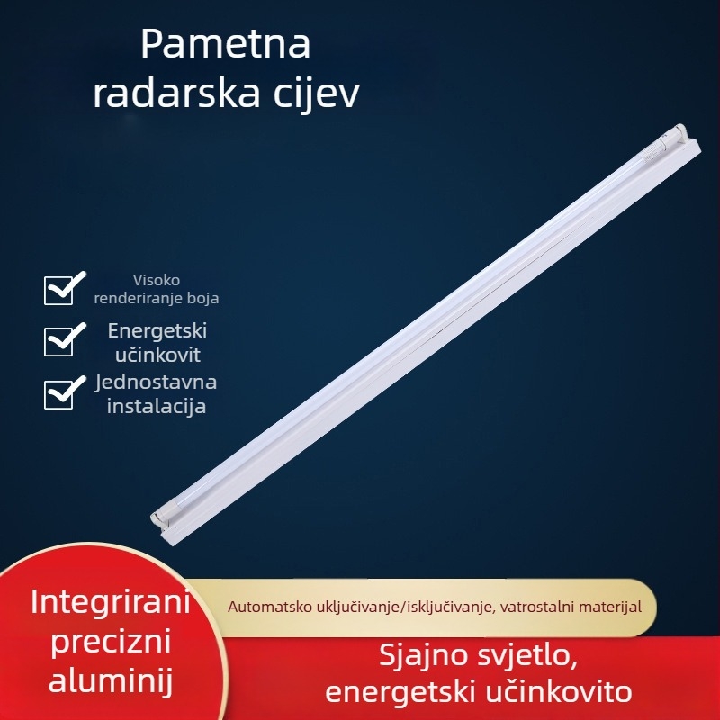 T8 LED svjetlo za garažu s radarom mikrovlnnog senzora, duljina 1,2 m, 96 LED, IP43, snop 270°, ultra svijetlo