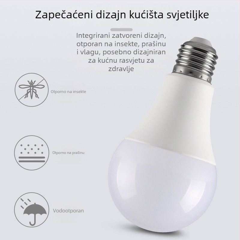 Super svijetla LED žarulja, bijela ili topla bijela svjetlost, E27 navoj, plastično-aluminijsko kućište, kućna štedna žarulja.