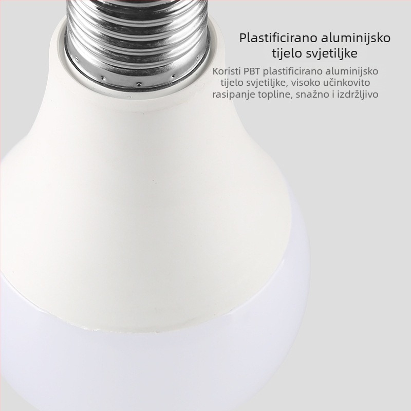 Super svijetla LED žarulja, bijela ili topla bijela svjetlost, E27 navoj, plastično-aluminijsko kućište, kućna štedna žarulja.