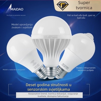 Pametna LED žarulja s kontrolom zvuka i svjetla, radar senzor, E27 utičnica