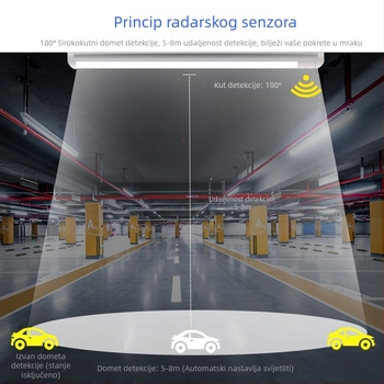 T8 LED cijev sa senzorom mikrovlnog radara, duljine 1,2 m, ultra-jasna za podzemnu garažu