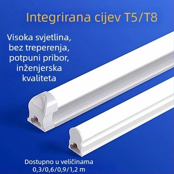 Integrirana LED cijev, 1,2 m, 18 W, hladno bijela, aluminijsko tijelo, 72×2835 LED, snop 110°