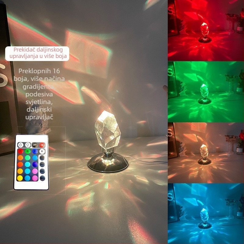 Kristalna noćna stolna lampa, modern minimalistički dizajn, dekorativno ambijentalno osvjetljenje s USB napajanjem
