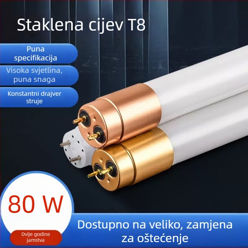 LED dnevna tubica – puni komplet, iznimno svijetla, za tvornicu ili dom, staklena cijev duljine 1.2 m