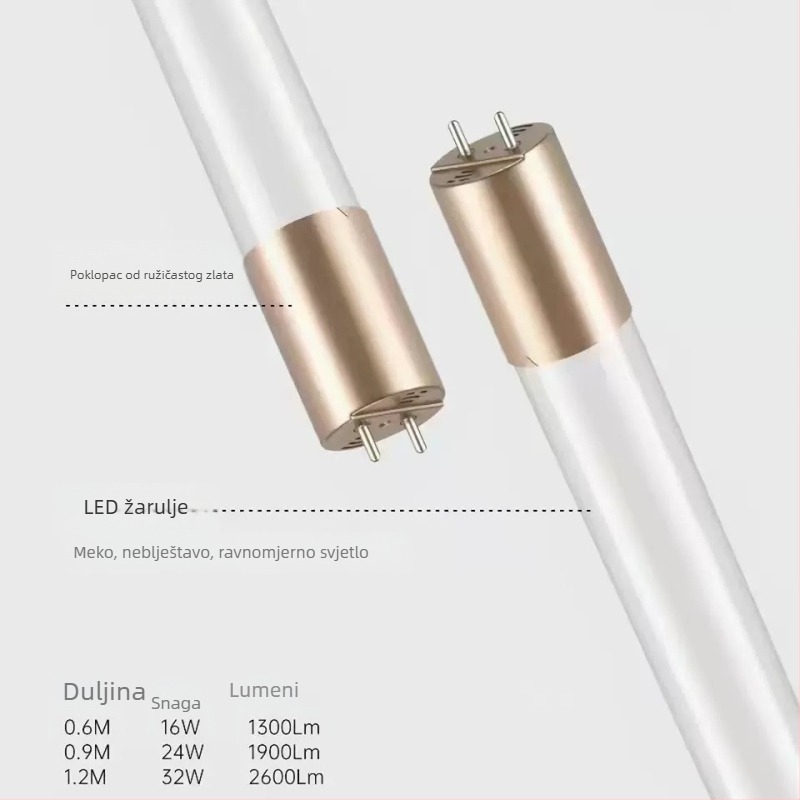 LED dnevna tubica – puni komplet, iznimno svijetla, za tvornicu ili dom, staklena cijev duljine 1.2 m