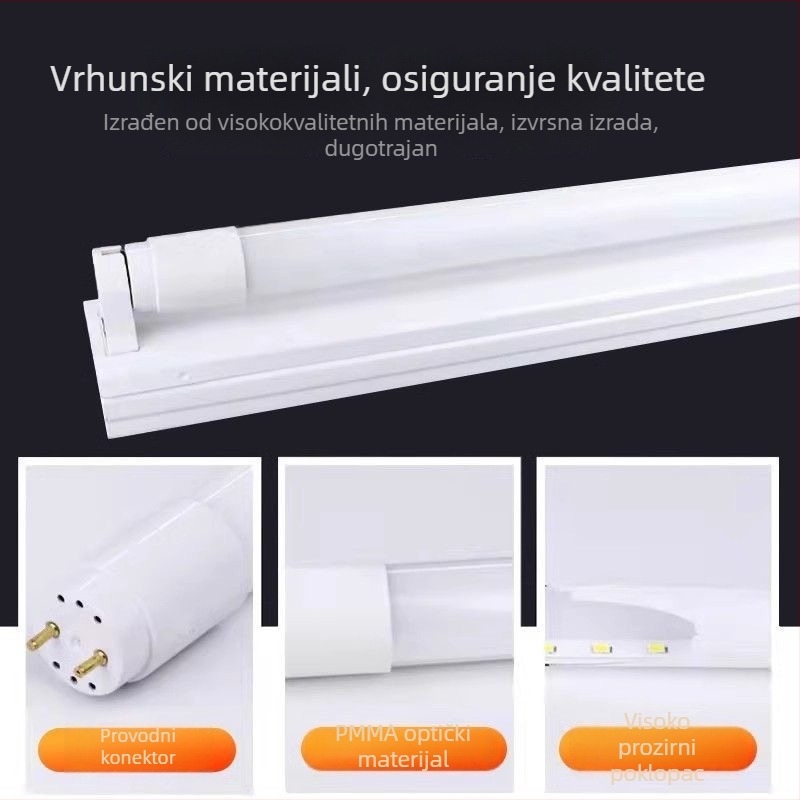 LED dnevna tubica – puni komplet, iznimno svijetla, za tvornicu ili dom, staklena cijev duljine 1.2 m