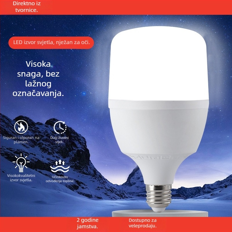LED žarulja, 1800 lm, 180° snop, E27 utičnica, energetski učinkovita, svjetlost od bijele do tople bijele, CRI 70–80, PF 0.8, vijek trajanja 10 000 h, kućište od plastike/aluminija, Diamond model